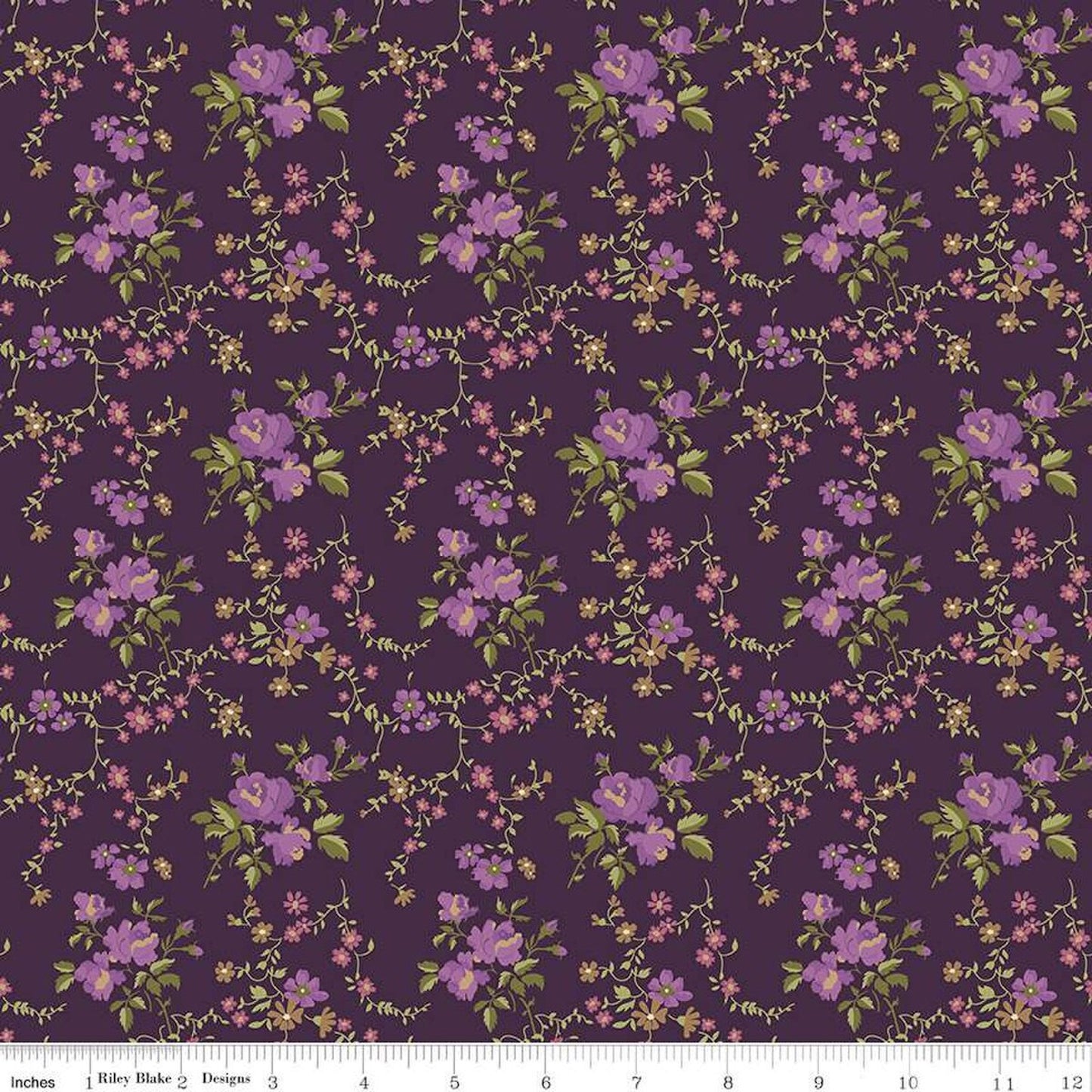 Anne of Green Gables- Wine Floral: Sold by the 1/2 Yard