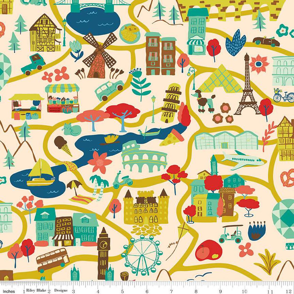 The Genesis of a Journey- Cream It Takes A Village: Sold by the 1/2 yard