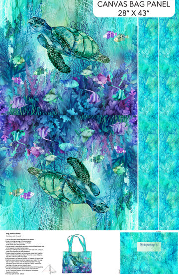 Coral Reef- Canvas Bag 28" Panel: Sold by the PANEL