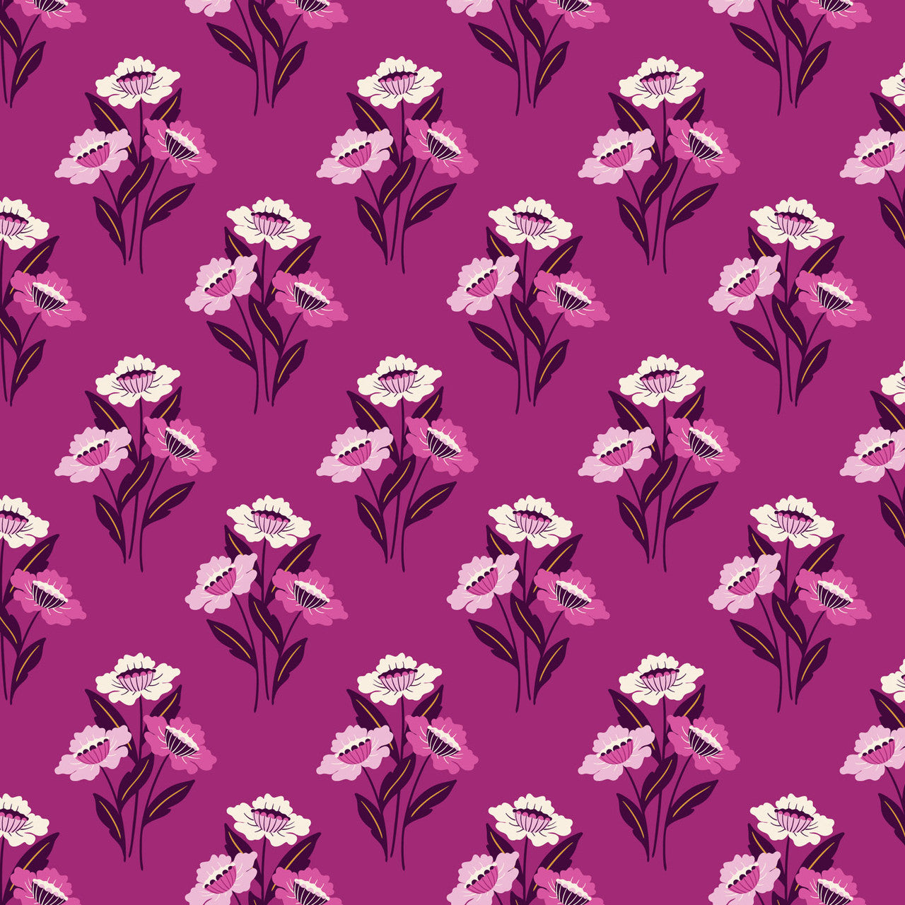 Rococo Riot- Plum Fleur Fatales: Sold by the 1/2 Yard