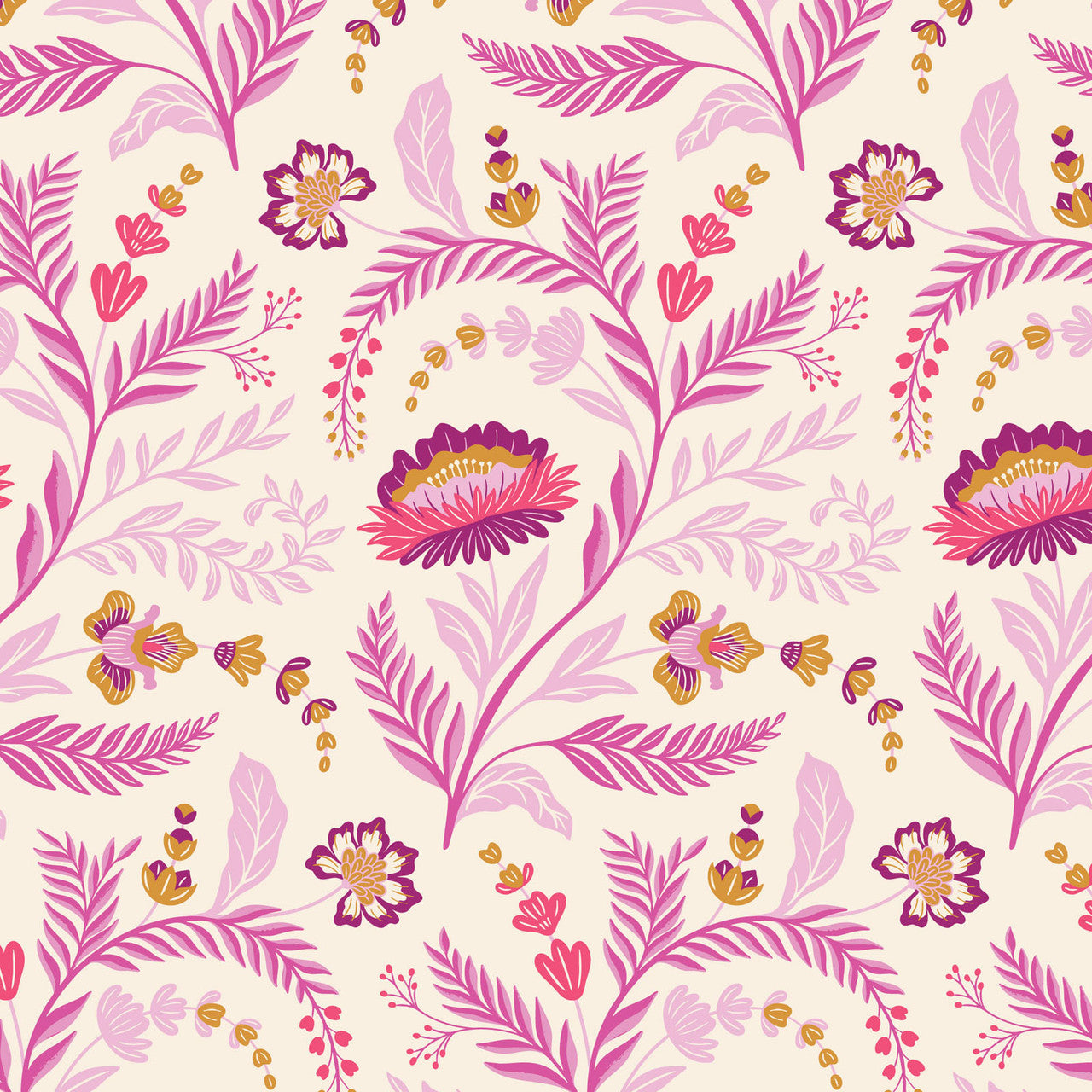 Rococo Riot- Light Flora Nocturne: Sold by the 1/2 Yard