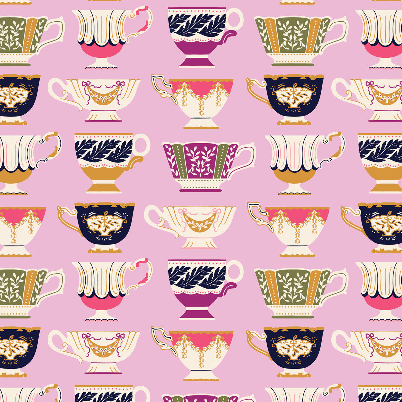 Rococo Riot- Petal Porcelain Punk: Sold by the 1/2 Yard