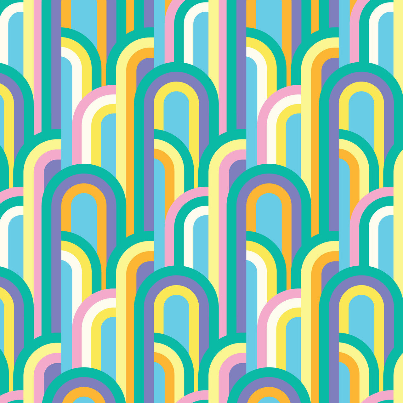 High in the Sky- Multi Rainbows Forever: Sold by the 1/2 Yard