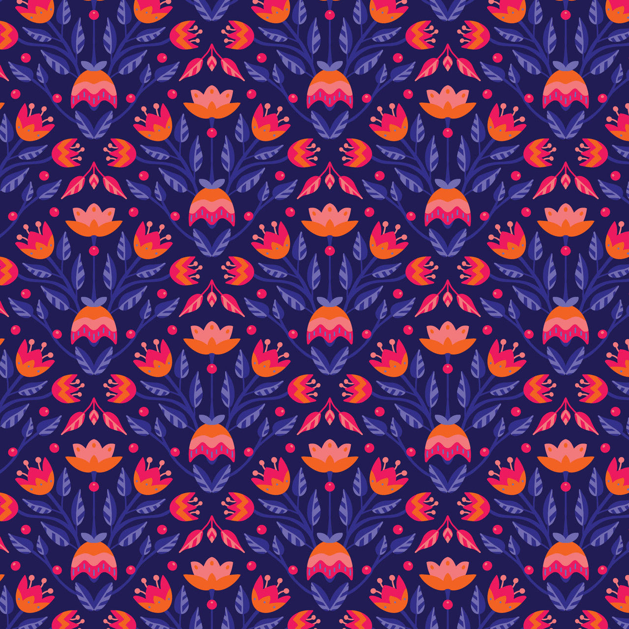 Blooming Garden- DK Blue Full Bloom: Sold by the 1/2 Yard