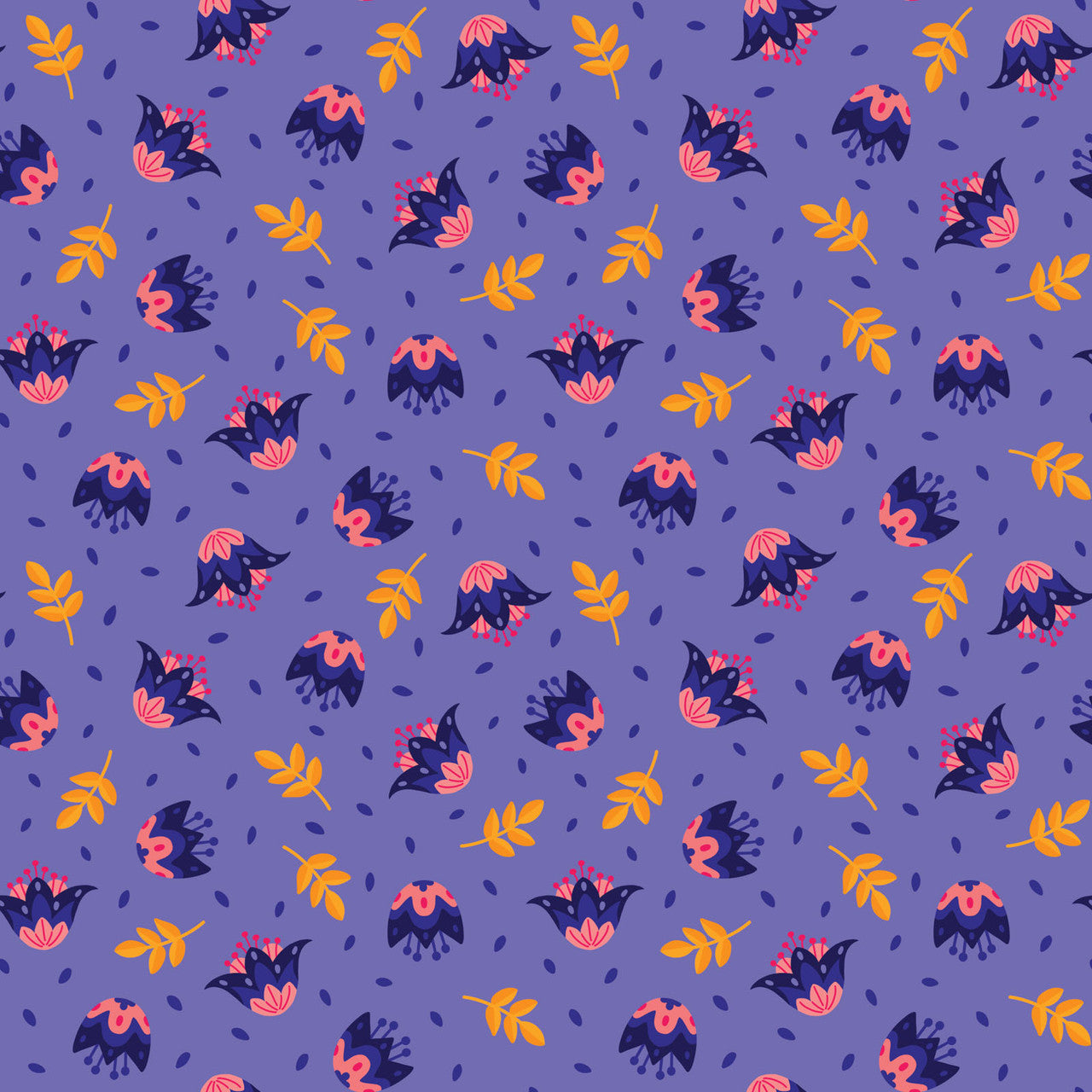 Blooming Garden- Blue Flower Dance: Sold by the 1/2 Yard