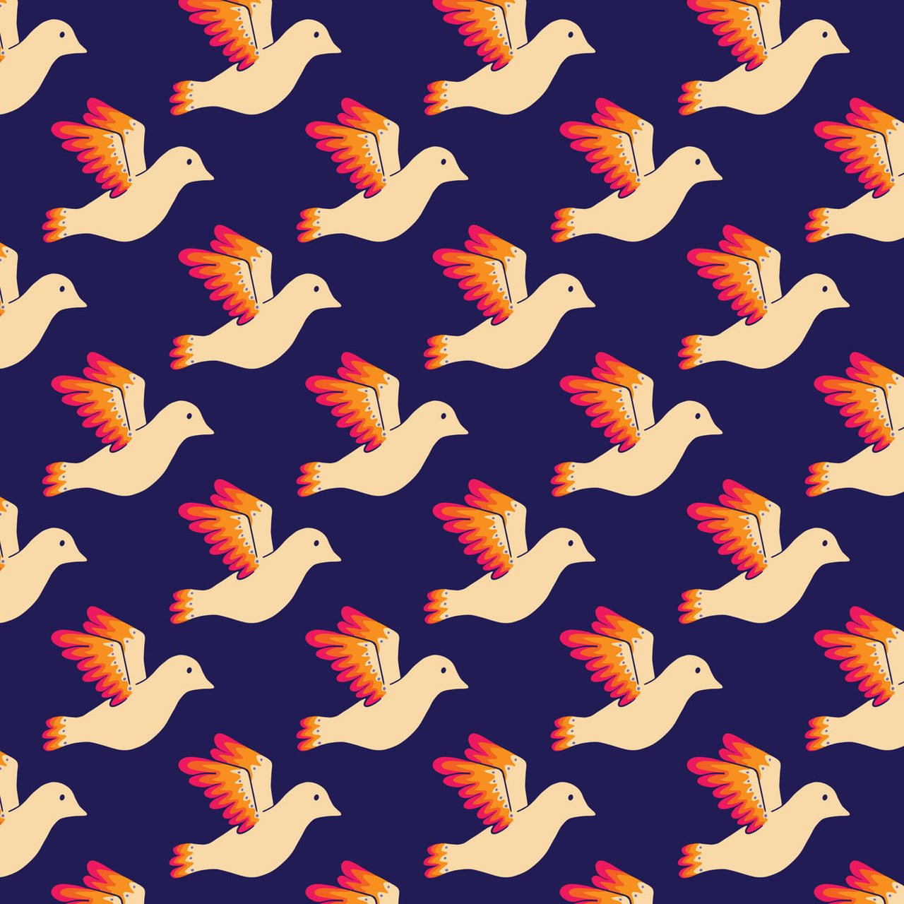 Blooming Garden- DK Blue Birdies: Sold by the 1/2 Yard