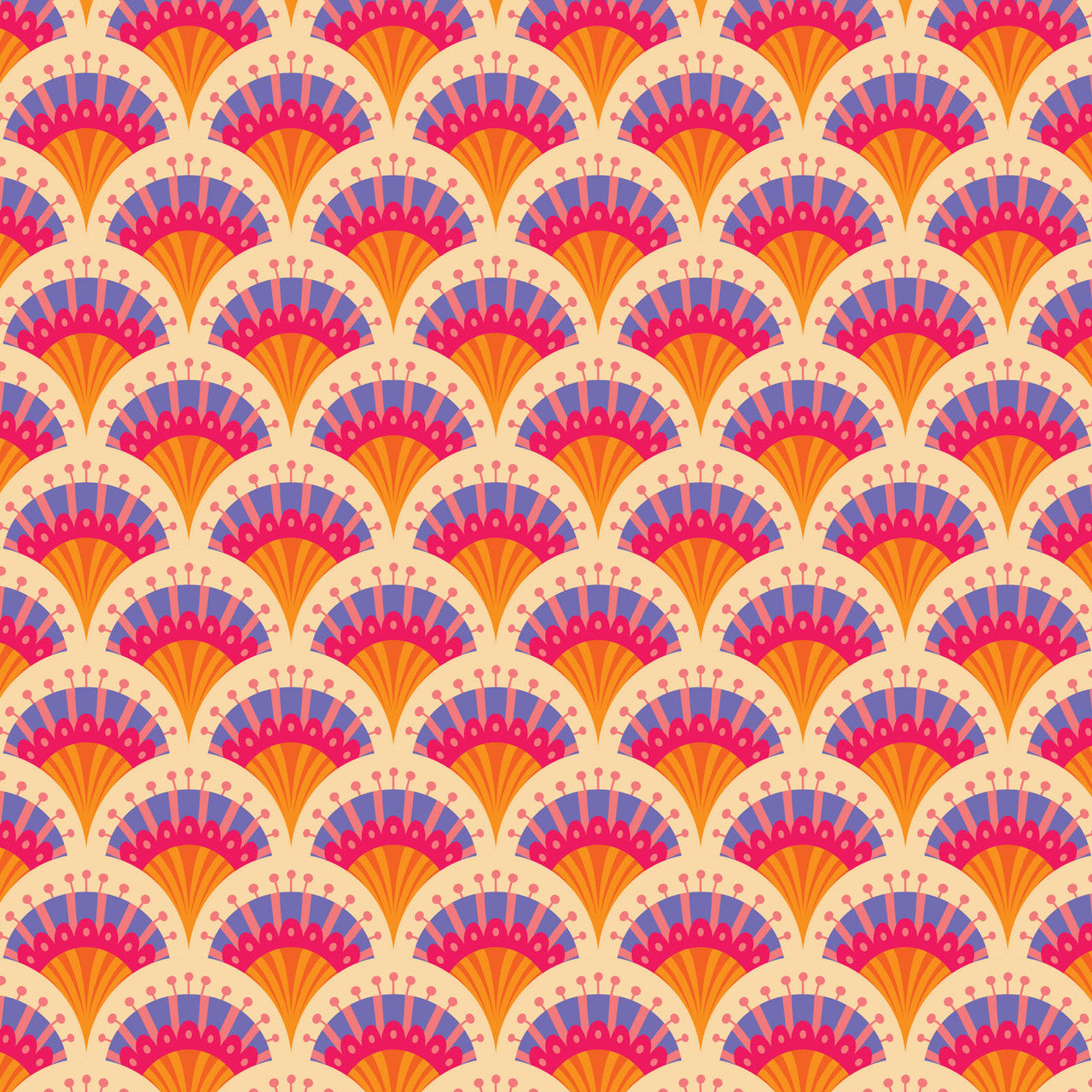 Blooming Garden- Orange Fan Flowers: Sold by the 1/2 Yard