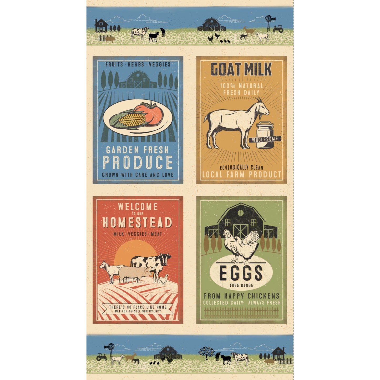 Homesteading- Multi Block 24" Panel: Sold by the Panel