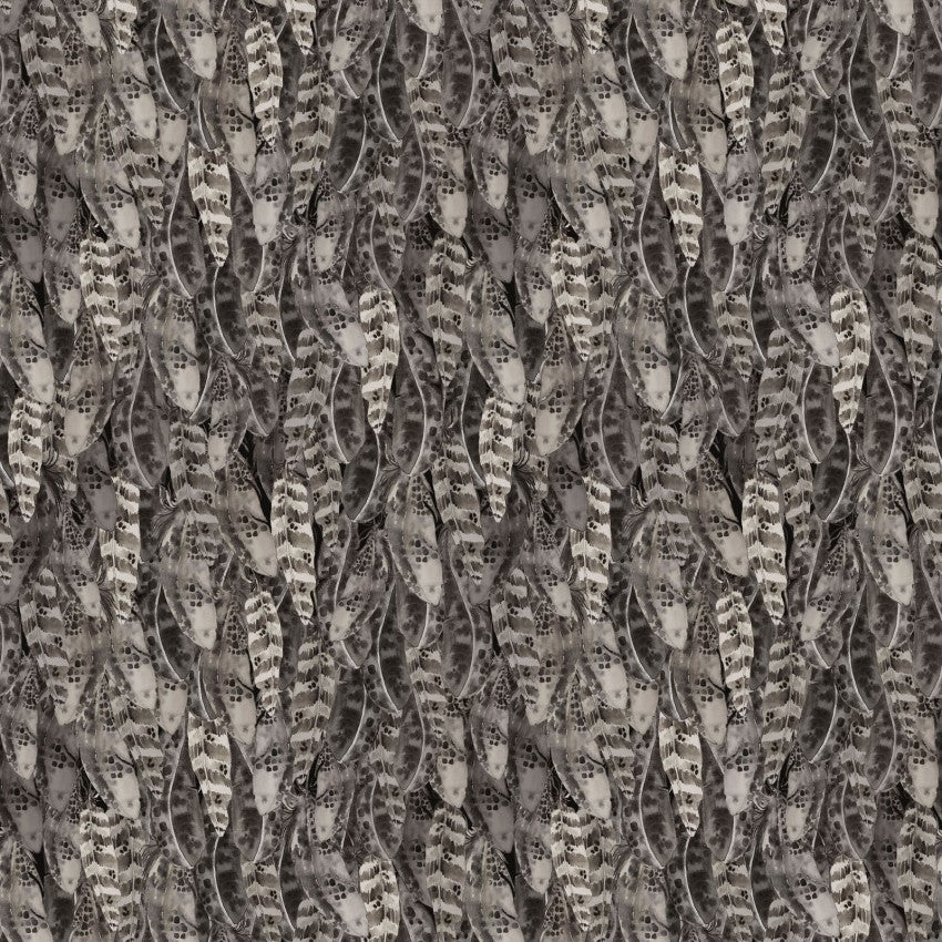 Night Whispers- Dark Gray Feathers: Sold by the 1/2 yard