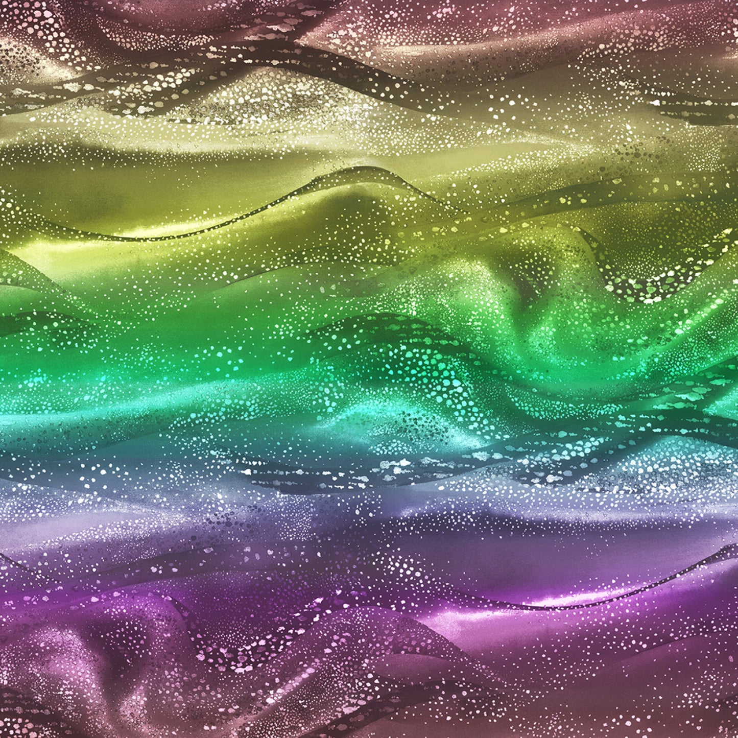 Pacifica Rainbow- Brown/Olive Rainbow Waves: *Horizontal Sold by the 1/2 yard.