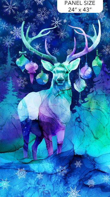 Midwinter Magic- Dark Blue Multi 24" Panel: Sold by the PANEL