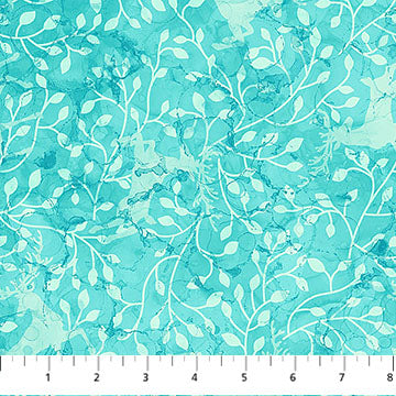 Midwinter Magic- Turquoise Reindeer Blender: Sold by the 1/2 yard