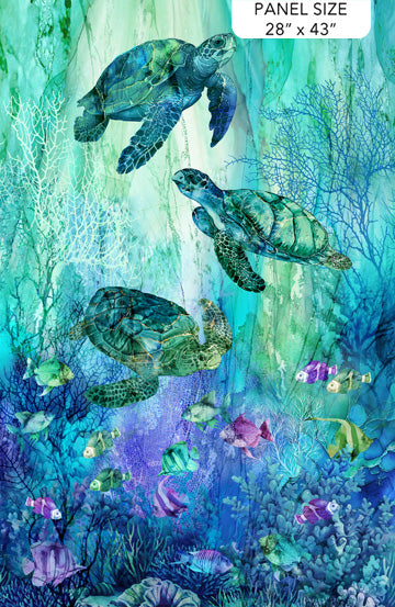 Coral Reef- Turquoise 28" Panel: Sold by the PANEL