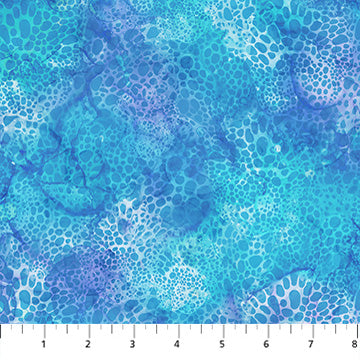 Coral Reef- Blue Bubbles: Sold by the 1/2 yard
