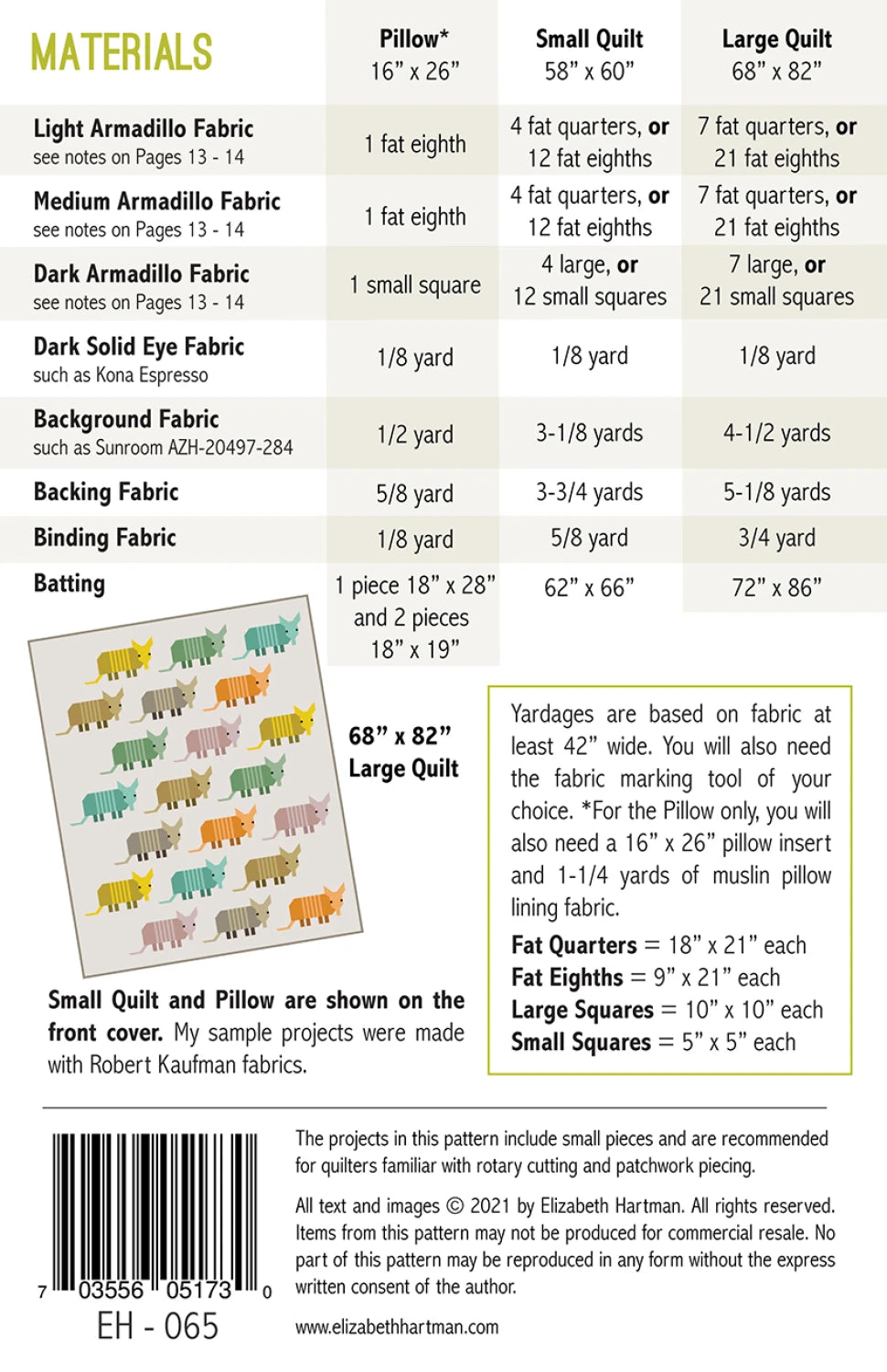 Armadillos Quilt Pattern