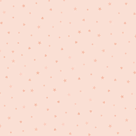 First Impressions Flannel- Pink Ditzy Stars and Hearts: Sold by the 1/2 yard