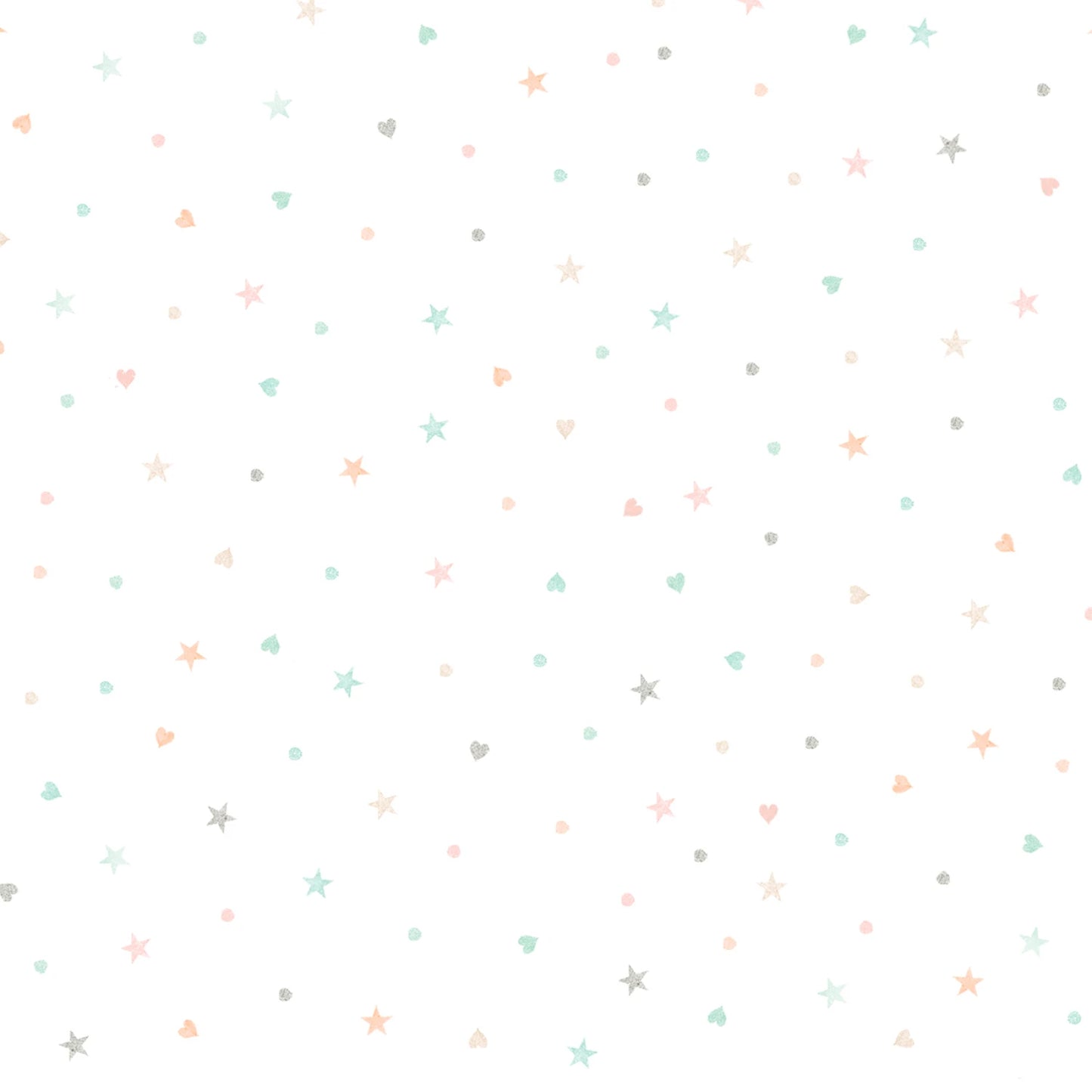 First Impressions Flannel- White Ditzy Stars and Hearts: Sold by the 1/2 yard