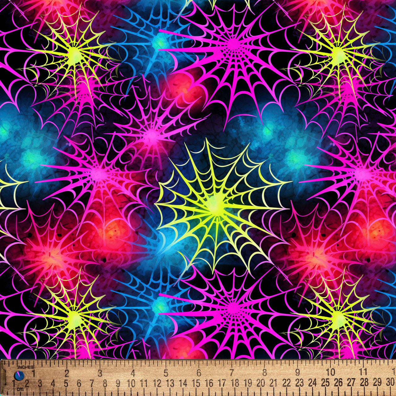 Halloween- Multi Neon Webs: Sold by the 1/2 yard