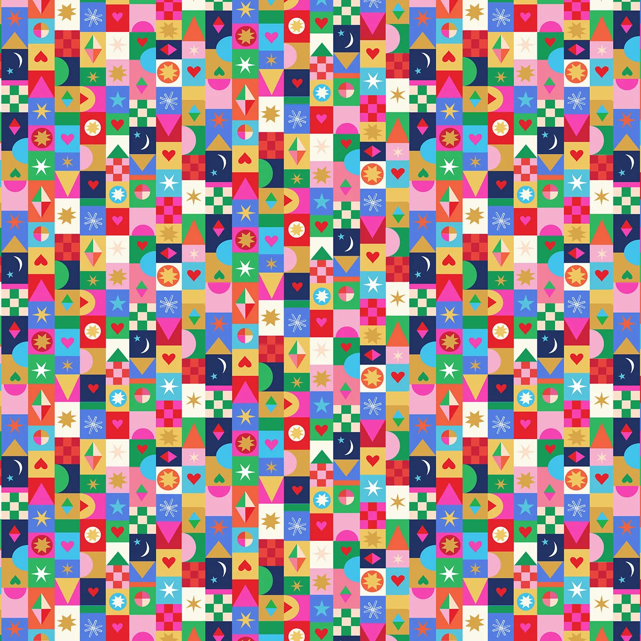 Home for Christmas- Jolly Squares: Sold by the 1/2 yard