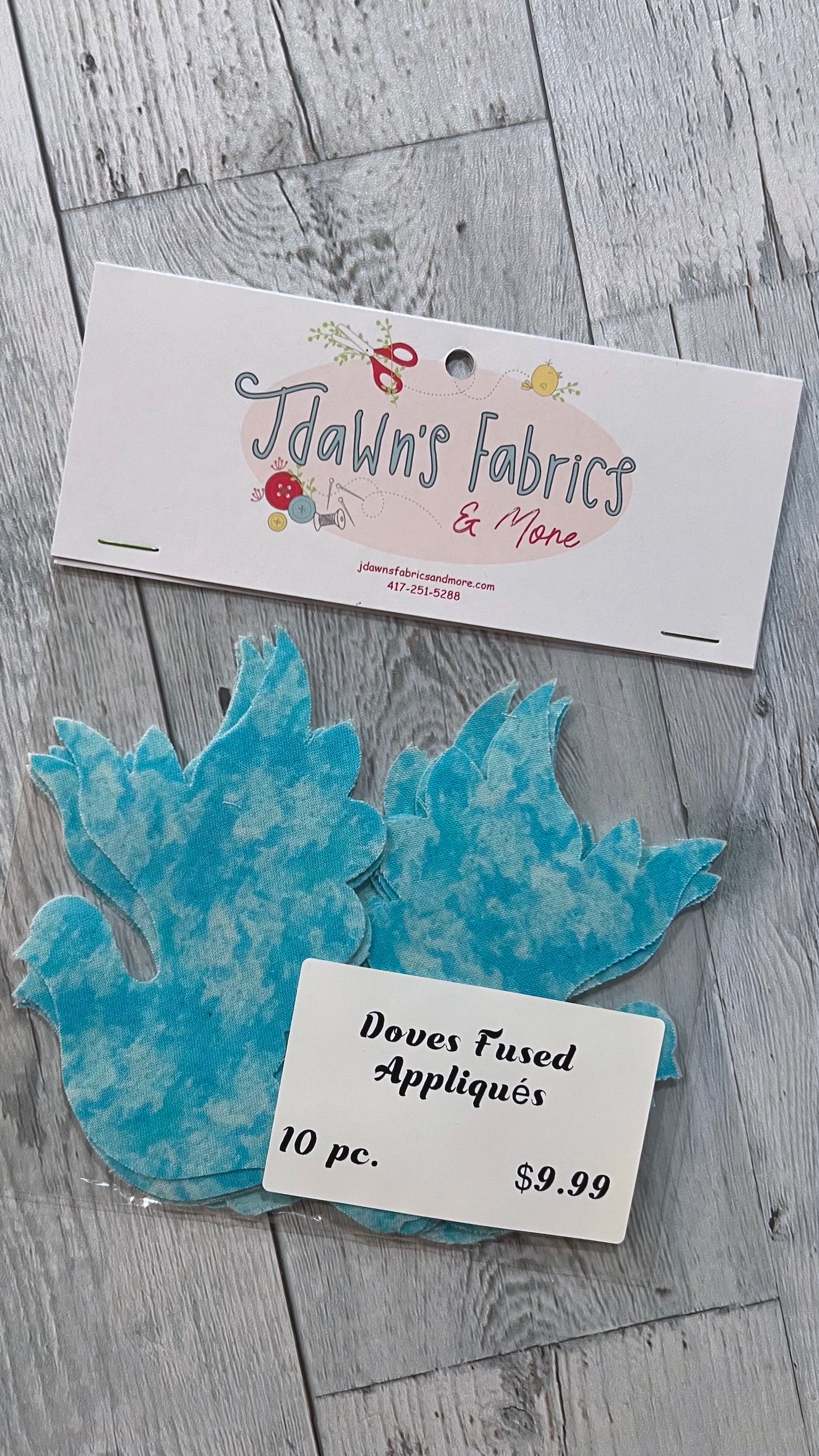 Dove Fused Appliques / Left & Right Facing: Choice of Quantity