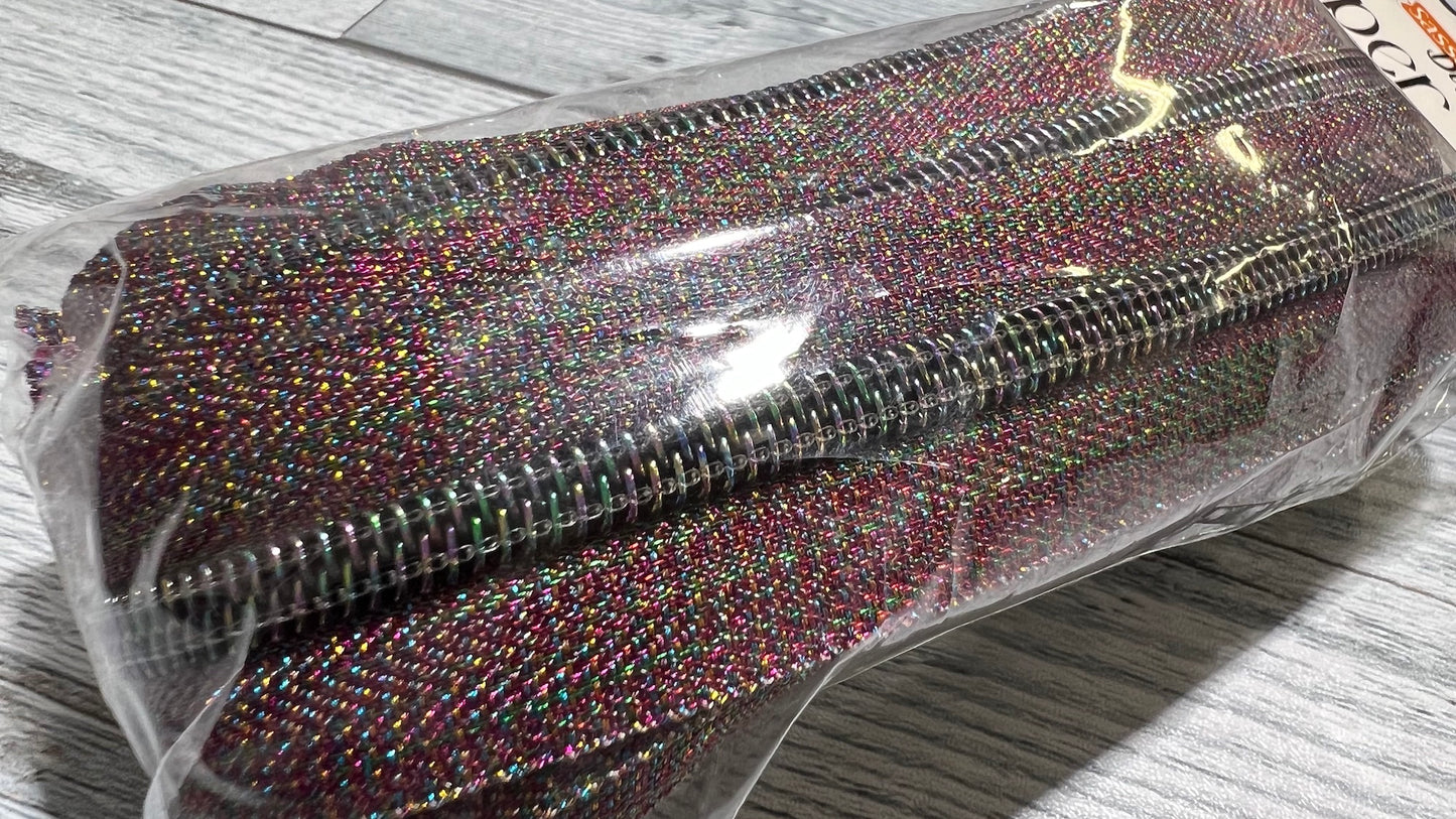 Colorful Zipper Tape- Iridescent Teeth: 3 Yards