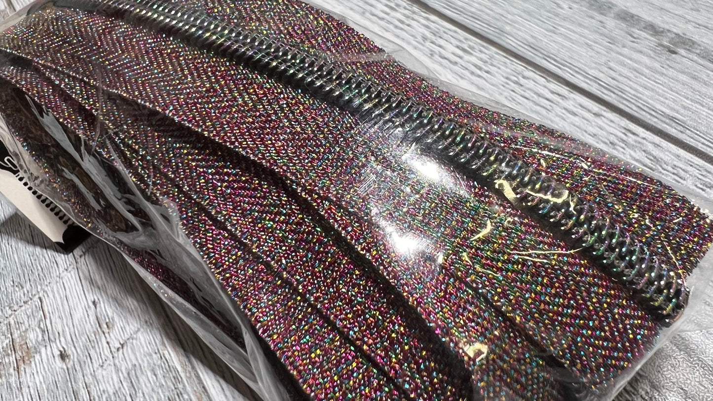 Colorful Zipper Tape- Iridescent Teeth: 3 Yards