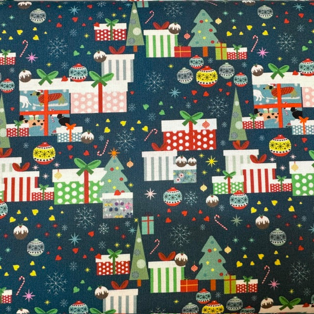 This is for You- Dark Teal Christmas Presents: Sold by the 1/2 yard