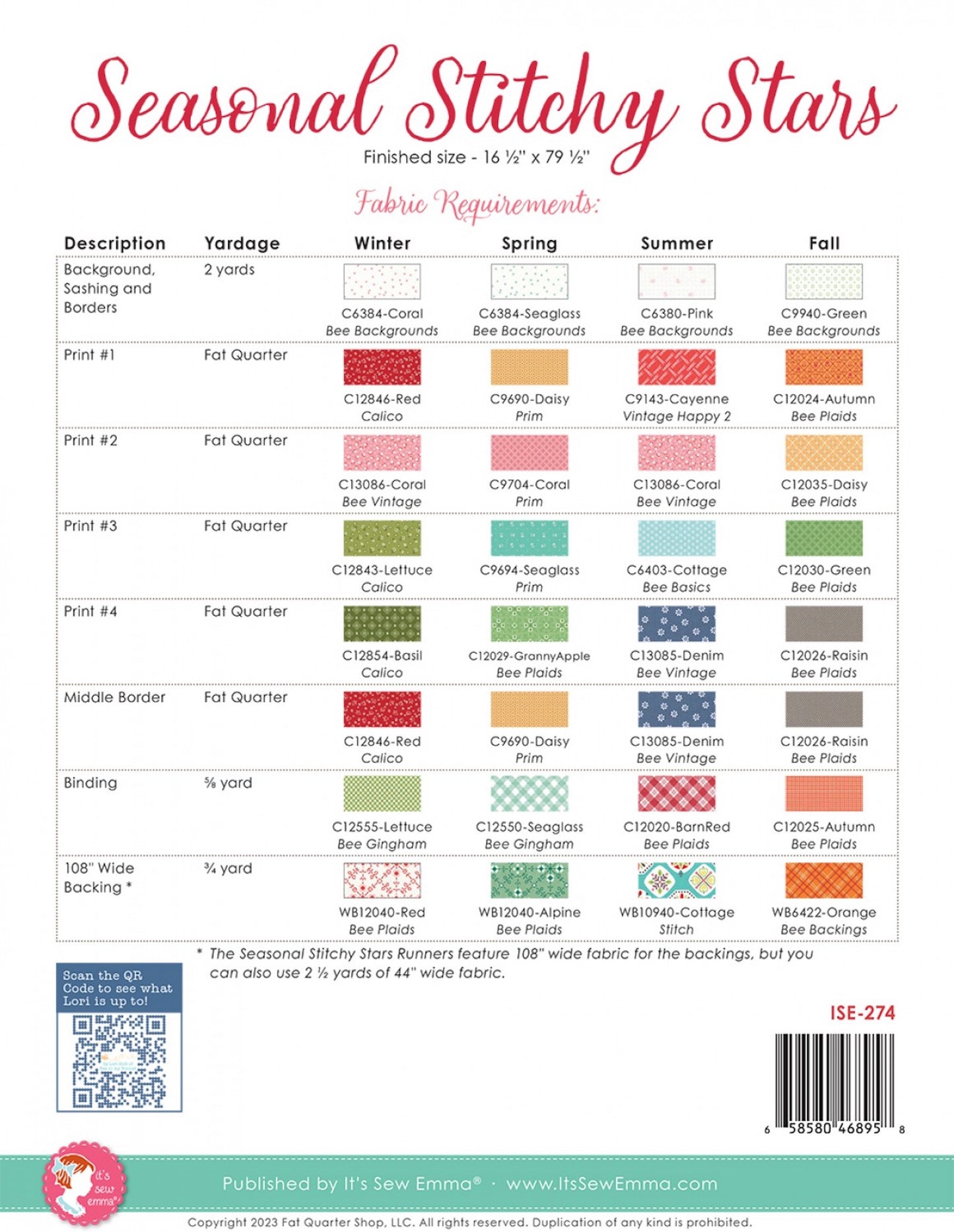 Seasonal Stitchy Stars Quilt Pattern