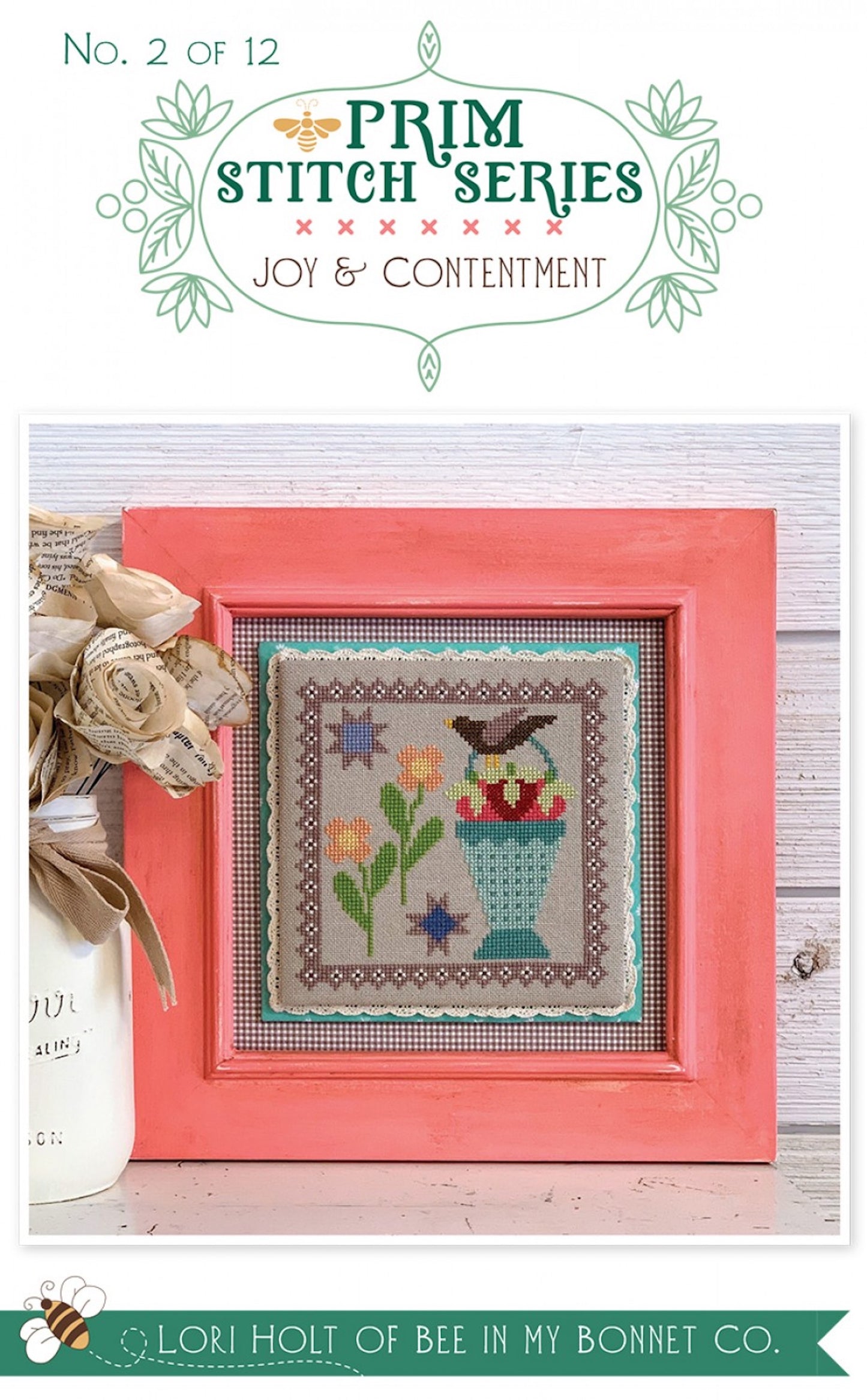 Prim Stitch Series No. 2- Joy & Contentment Cross Stitch Pattern