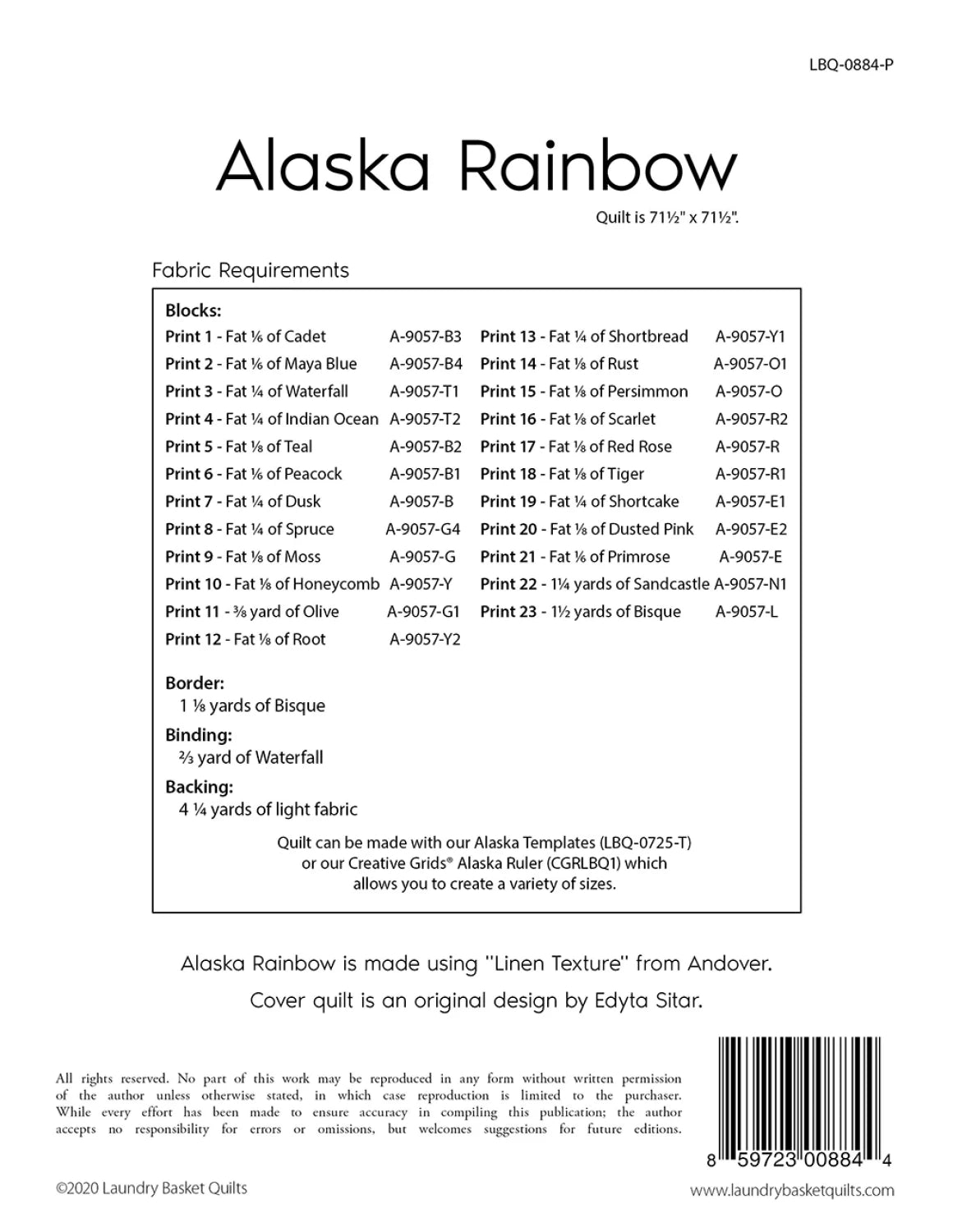 Alaska Rainbow Quilt Pattern