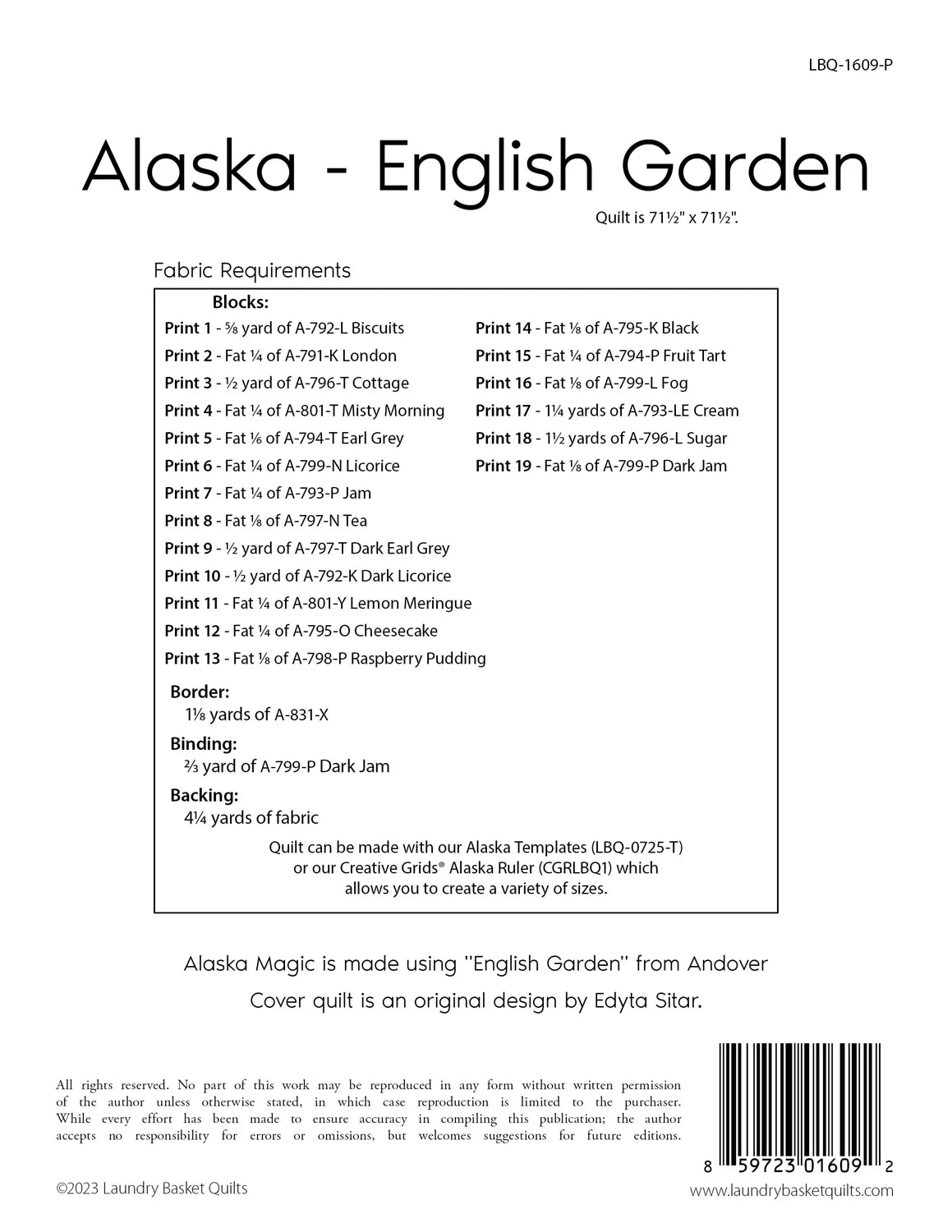 Alaska- English Garden Quilt Pattern