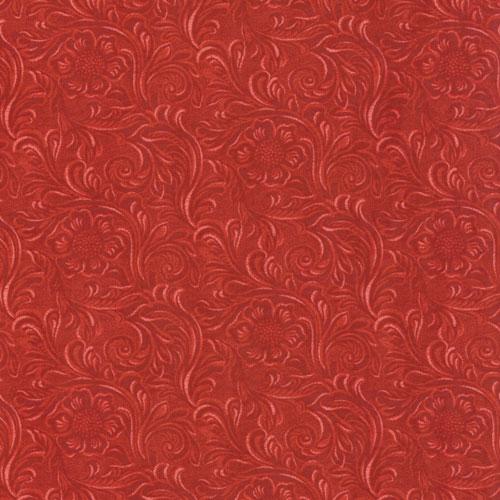 Western Basics- Red Tooled Leather: Sold by the 1/2 yard
