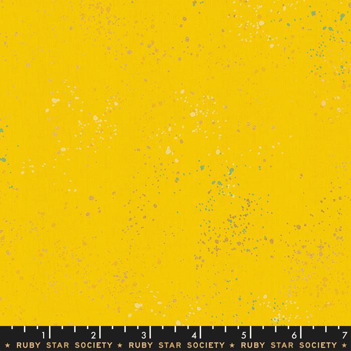 Speckled- Sunshine Metallic Paint Splatter: Sold by the 1/2 yard