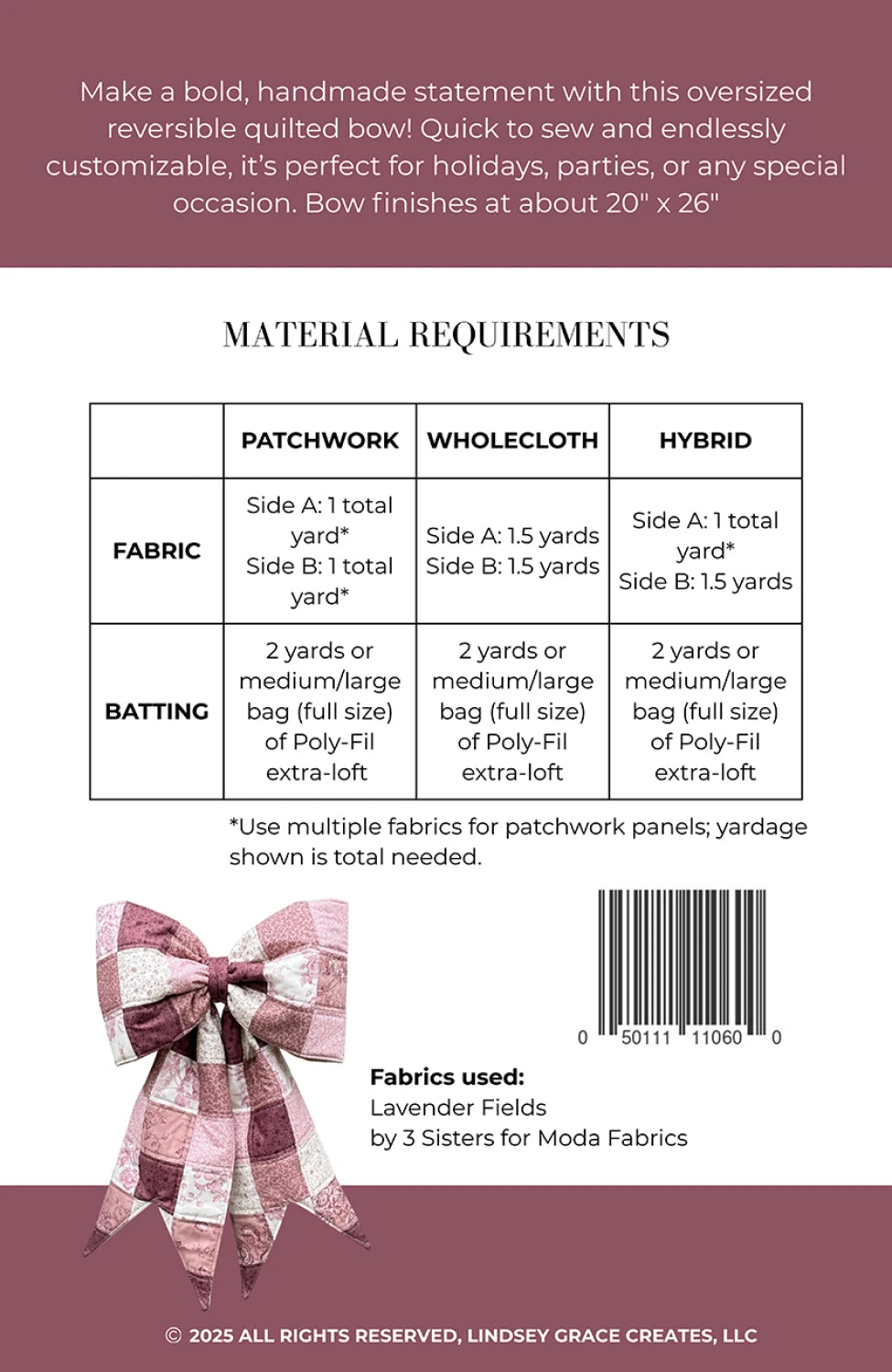 The Big Giant Quilted Bow Pattern