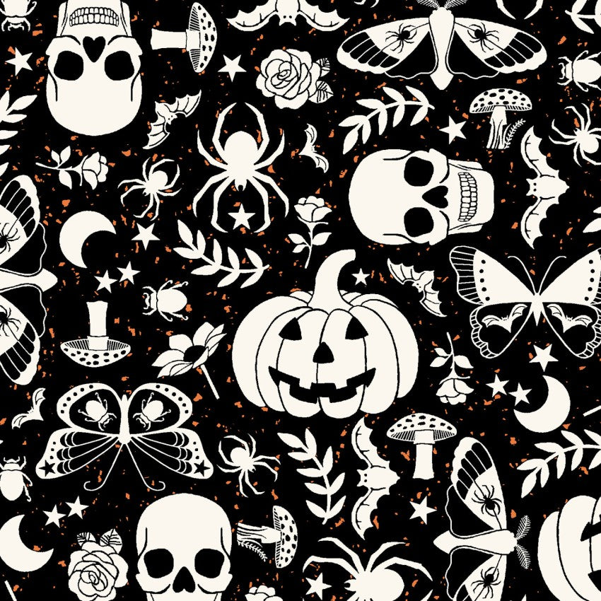 Goth Gardens- Black Goth Garden: Sold by the 1/2 yard