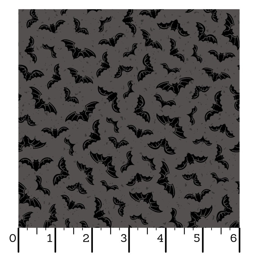 Goth Gardens- Gray Flying Bats: Sold by the 1/2 yard