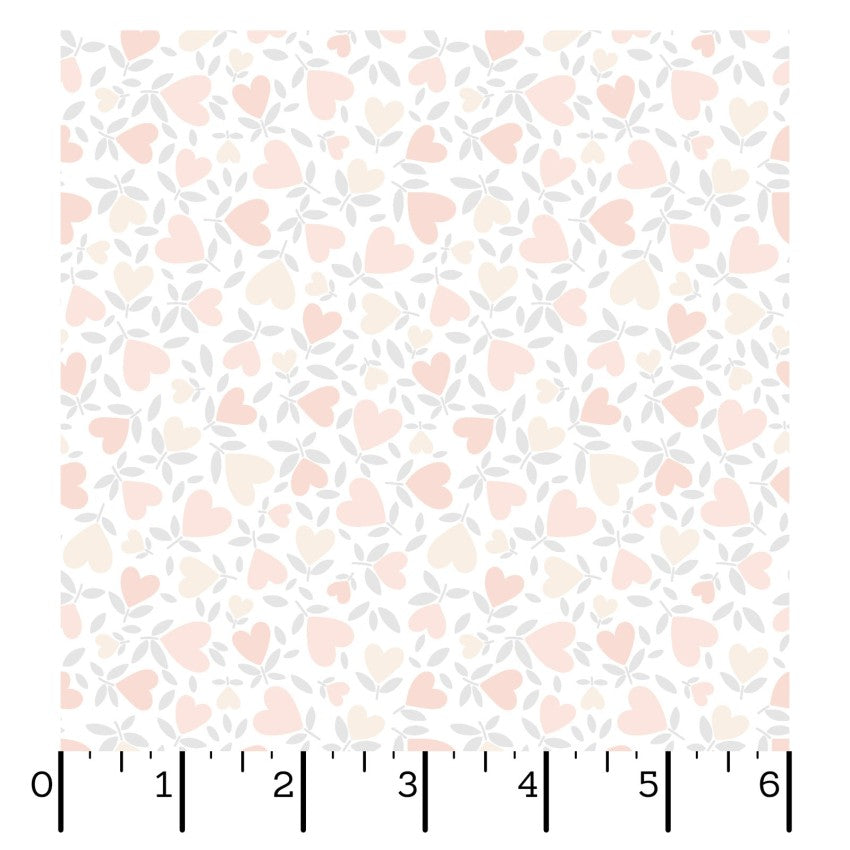 Honey Bunny- White Hearts: Sold by the 1/2 yard