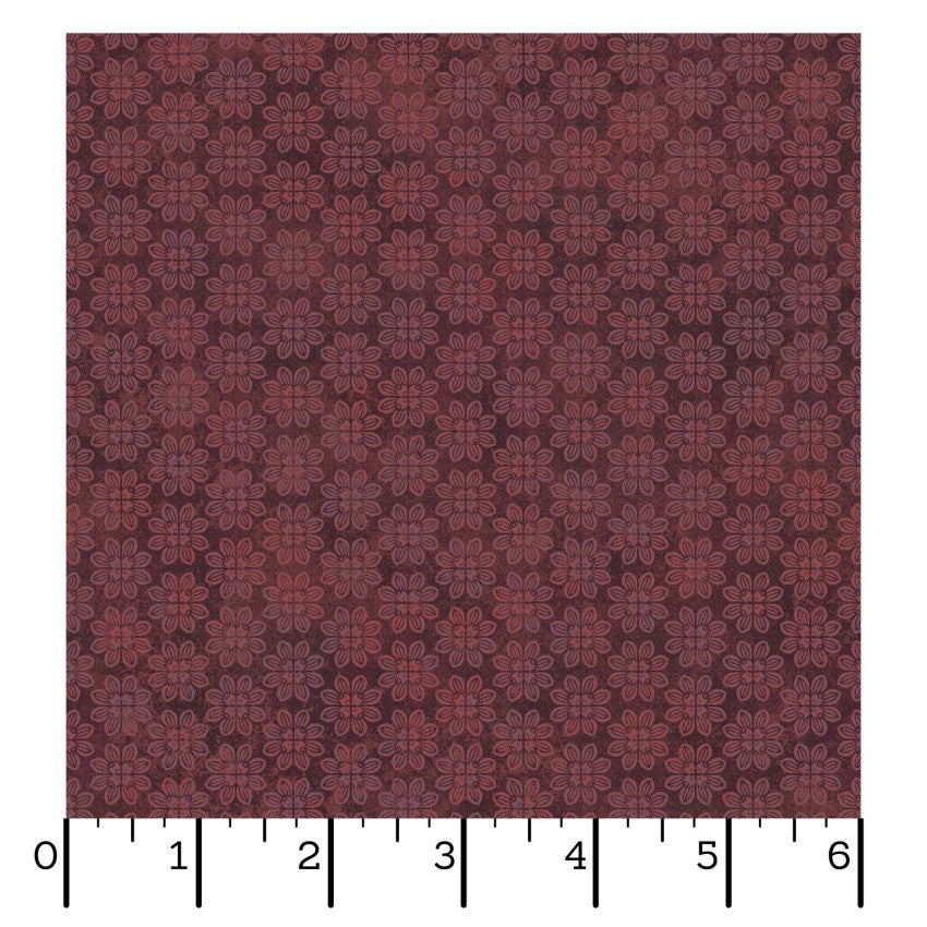 Operetta- Maroon Tiny Flowers: Sold by the 1/2 yard