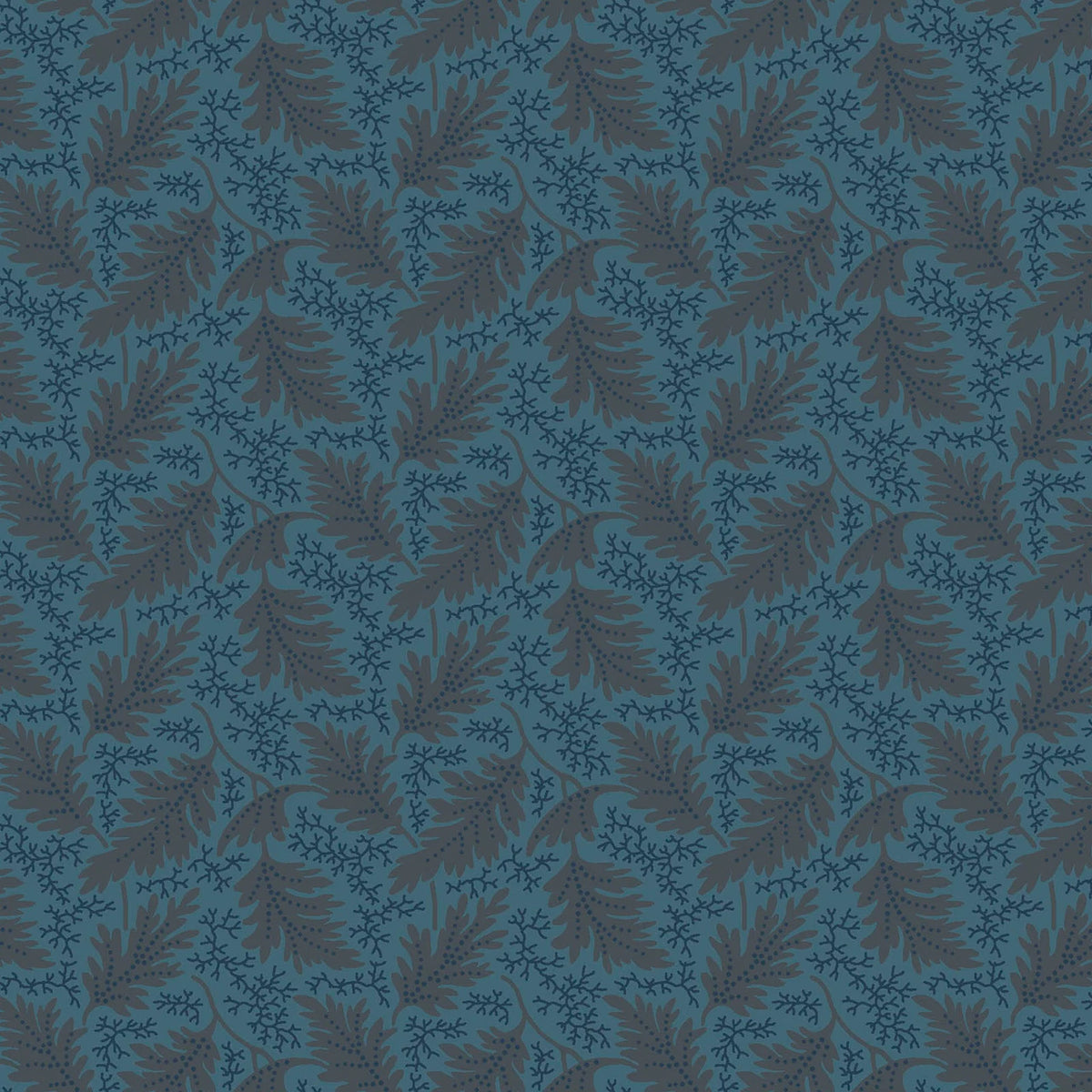 Midnight Bloom- Navy/Brown Leaves: Sold by the 1/2 yard
