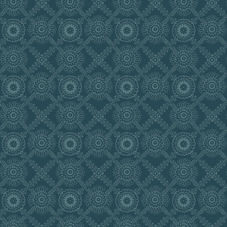 Midnight Bloom- Teal Blue Lace: Sold by the 1/2 yard