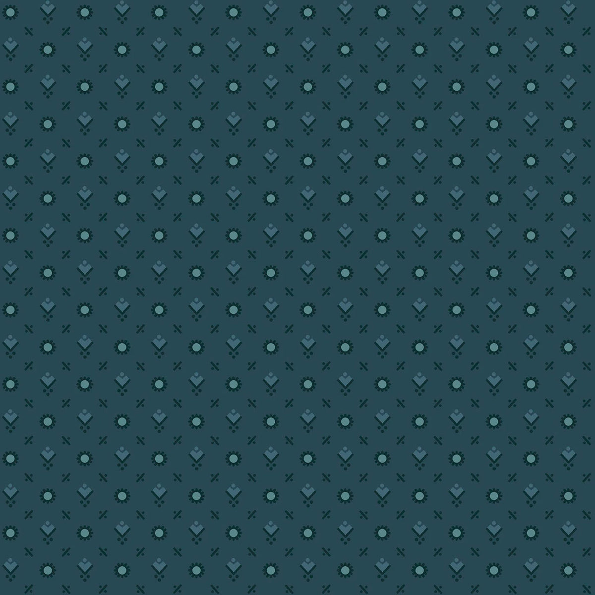 Midnight Bloom- Navy Foulard: Sold by the 1/2 yard