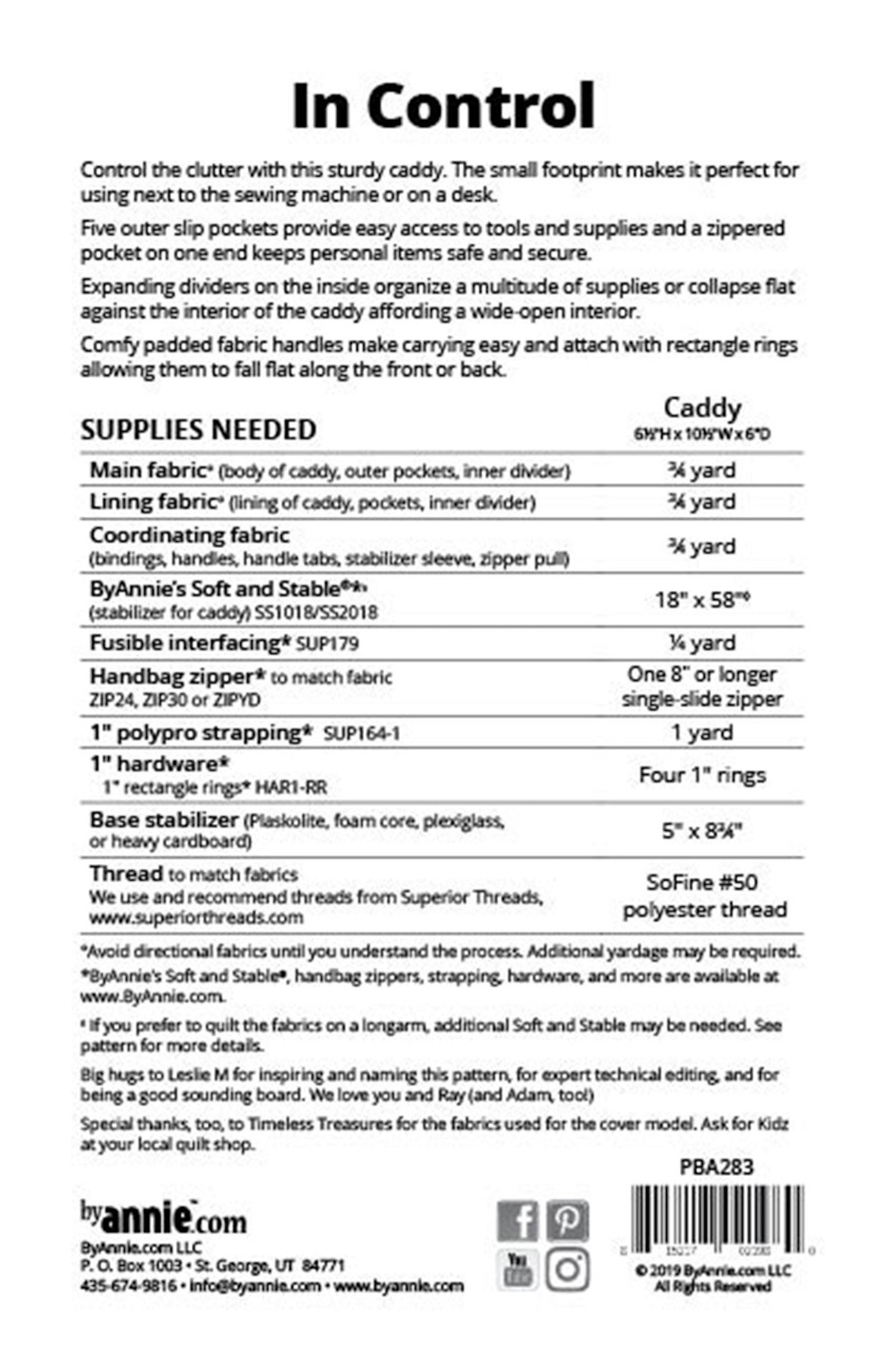 In Control Caddy Pattern- byAnnie