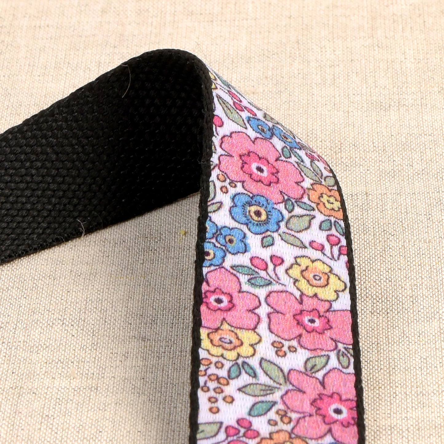 Flowered Webbing- Pastels on White 1-3/16": Sold By the Yard