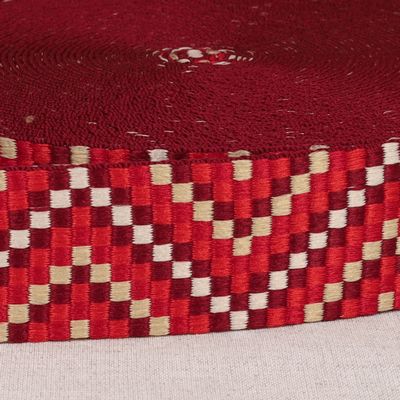 1.5" Multi Geo Webbing- Red Multi: Sold By the Yard