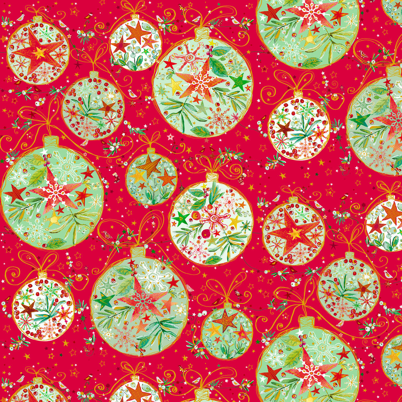 Turnowsky Treasures- Red Allover Ornaments: Sold by the 1/2 yard