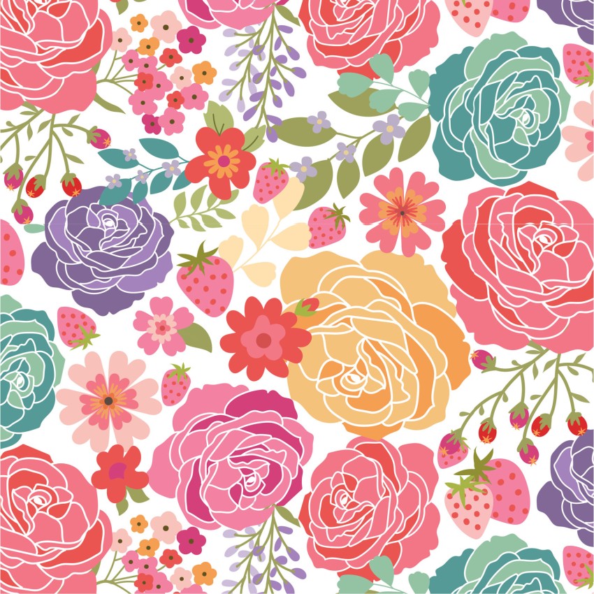 Calico Cowgirls- White Texas Rose: Sold by the 1/2 yard