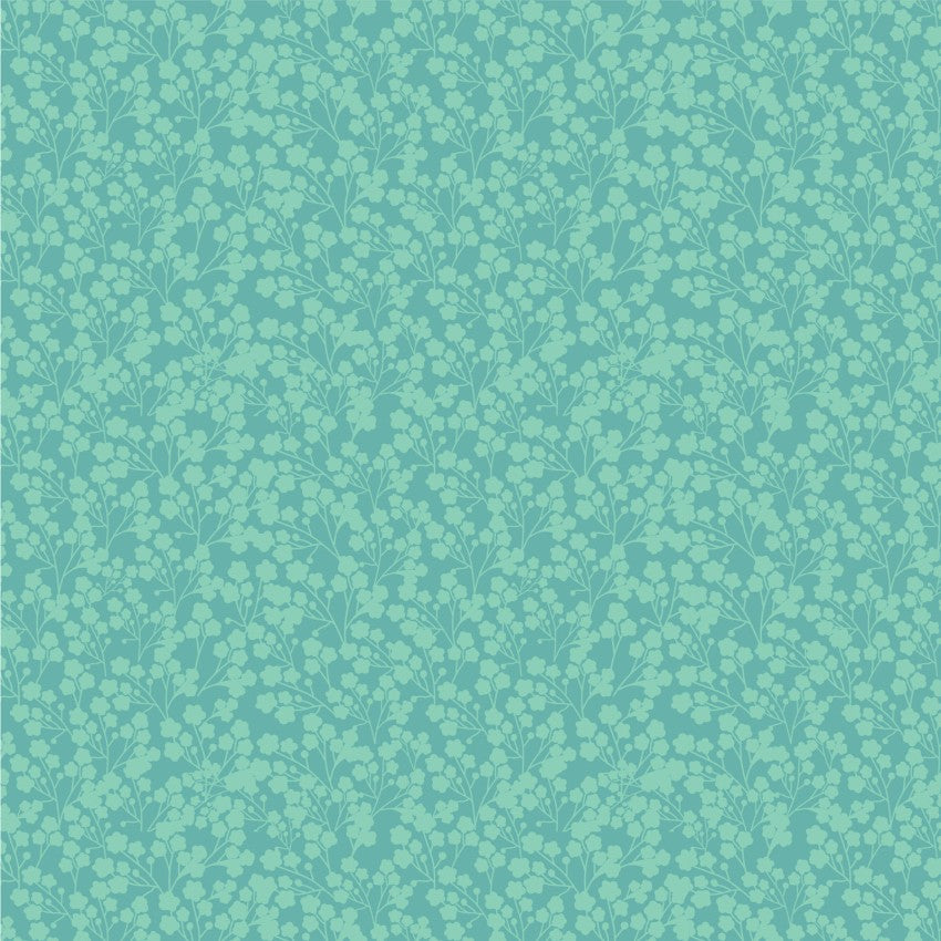 Calico Cowgirls- Teal Wildflowers: Sold by the 1/2 yard