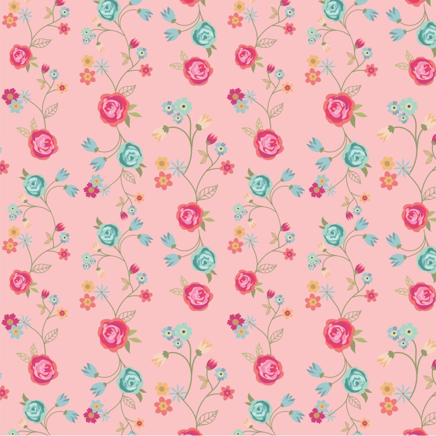Calico Cowgirls- Pink Floral & Vines: Sold by the 1/2 yard