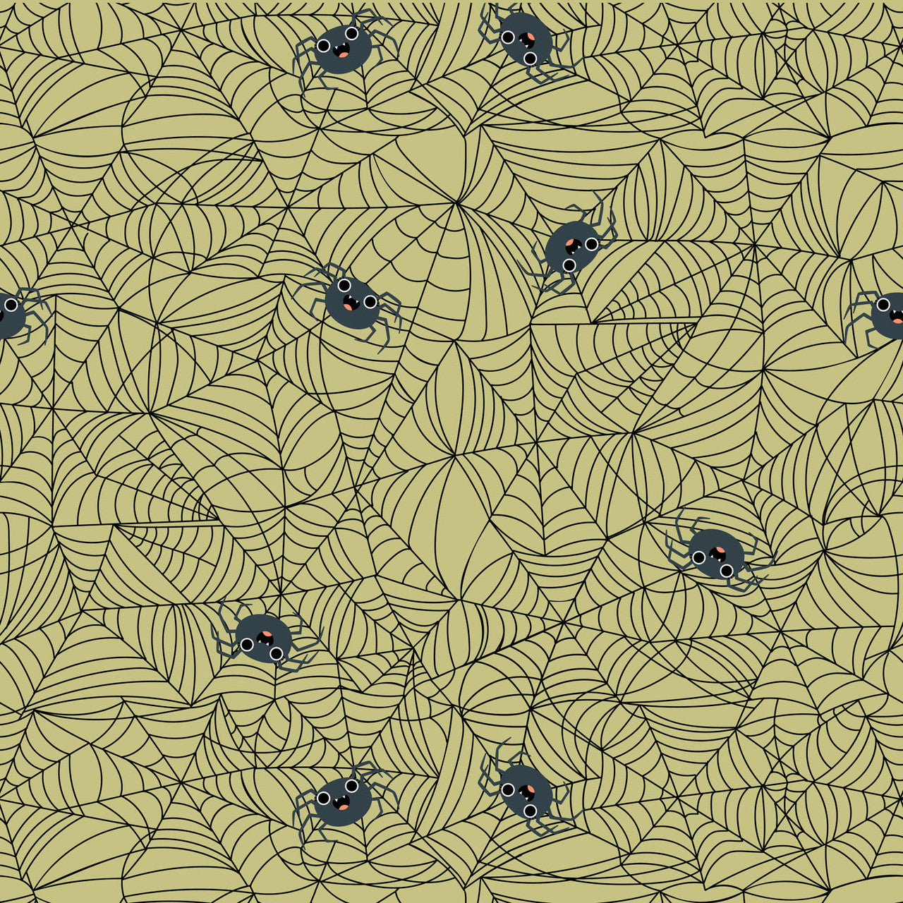 Not Scary- Green Spunky Spidey: Sold by the 1/2 yard