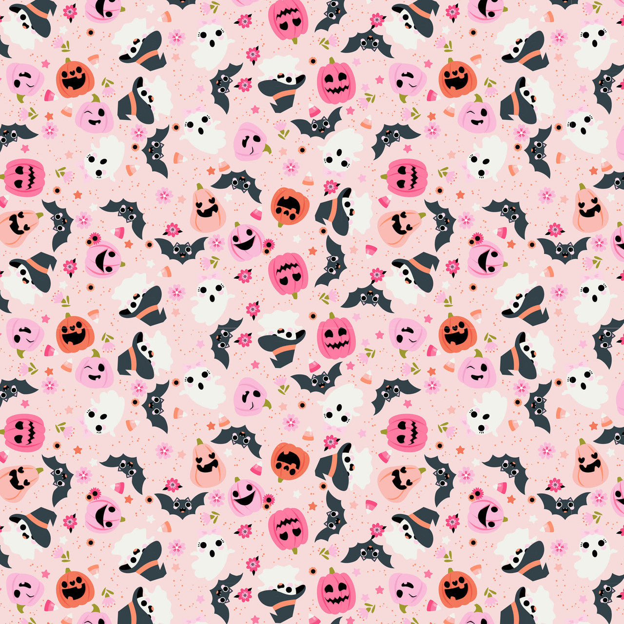 Not Scary- Pink Going Batty: Sold by the 1/2 yard